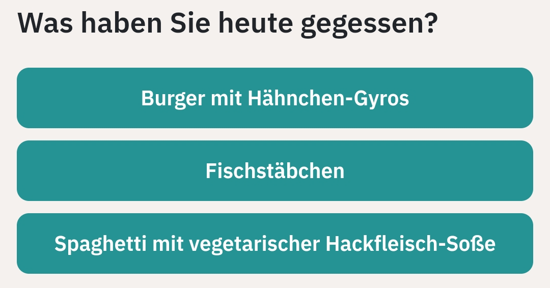 Bildschirmausschnitt: Schaltfl&auml;chen bei Fragen vom Typ &bdquo;Single-Choice&ldquo; mit minimal zu niedrigem Kontrast
