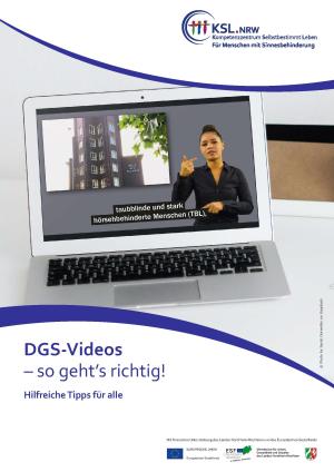 Vorschau des Deckblatts der KSL-NRW-Publikation DGS-Videos &ndash; so geht's richtig. Hilfreiche Tipps f&uuml;r alle!