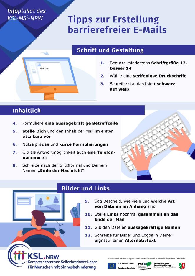 Vorschau der Vorderseite des Posters mit 12 durchnummerierten Tipps, die in drei Abschnitte gegliedert und jeweils mit einem Bild illustriert sind mit Link zur vergrößerten Ansicht.