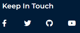 Bildschirmausschnitt der Social-Media-Links im Fu&szlig;bereichs der BigBlueButton-Webseiten