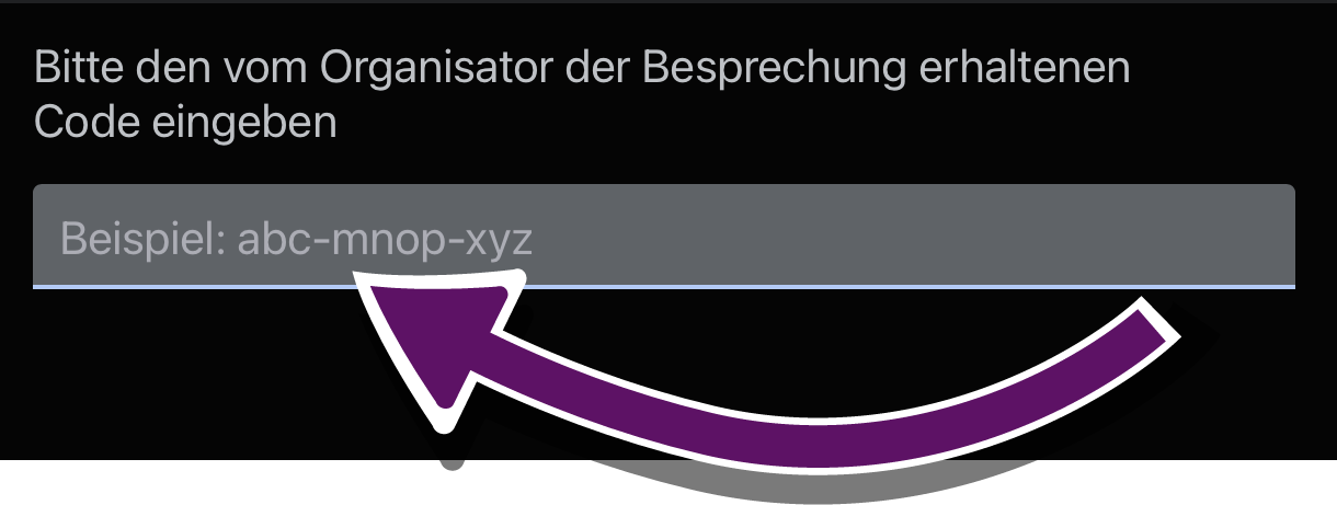 Screenshot des Meeting-Id-Eingabefeldes auf iOS-Ger&auml;ten