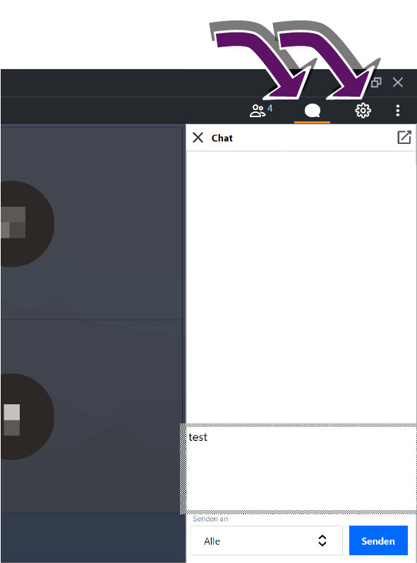 Bildschirmausschnitt der Windows-Anwendung mit ge&ouml;ffnetem Chat