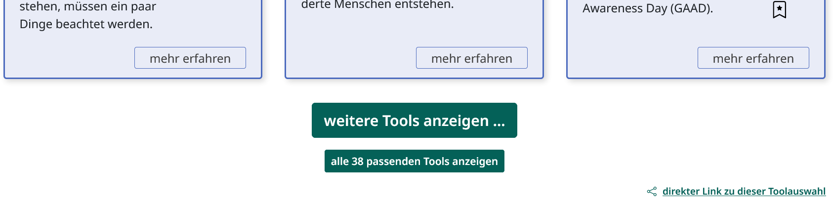 Screenshot des Links am unteren rechten Seitenrand direkter Link zu dieser Toolauswahl mit dem typischen Teilen-Icon bestehend aus einem Baumknoten mit 2 Kindknoten.