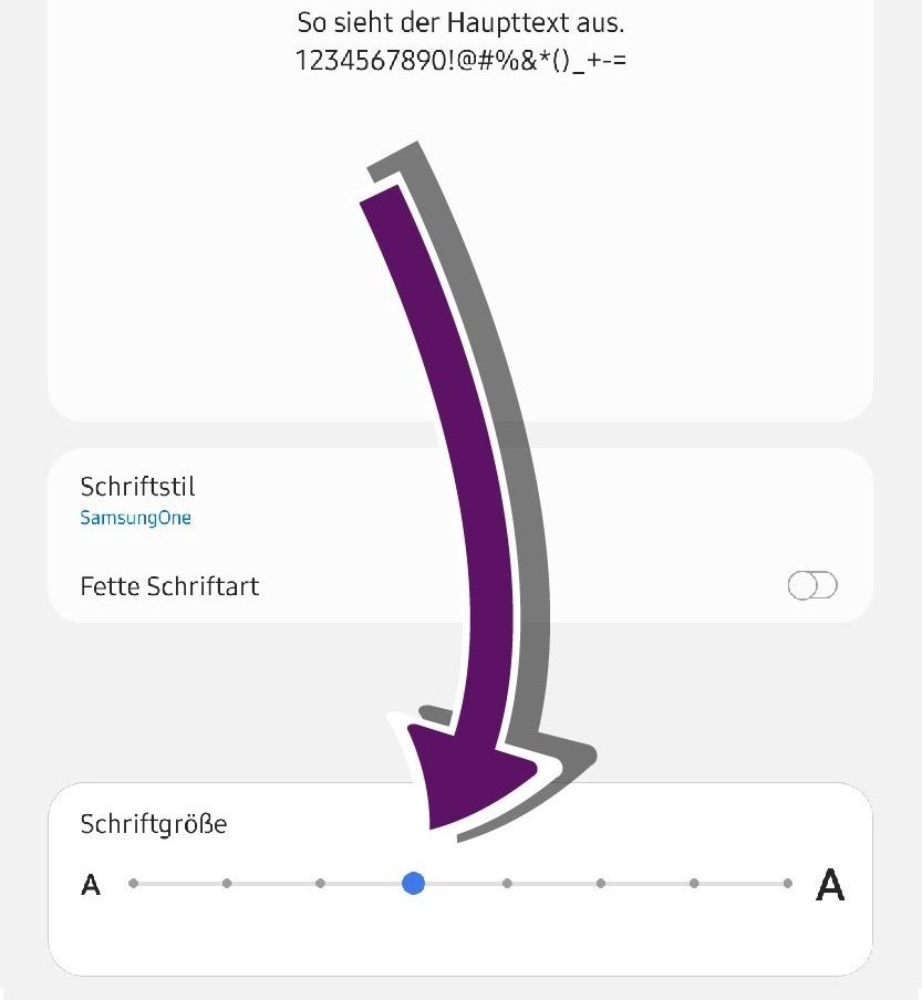Bildschirmausschnitt der Android-Eingabehilfen zu Schriftgr&ouml;&szlig;e. und -stil