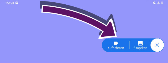 Bildschirmausschnitt von Android Homescreen mit drei Schaltfl&auml;chen des ge&ouml;ffneten Accessibility Scanners