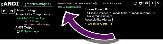 Screenshot des ANDI-Bookmarklets mit ausgew&auml;hltem Bild-Modul